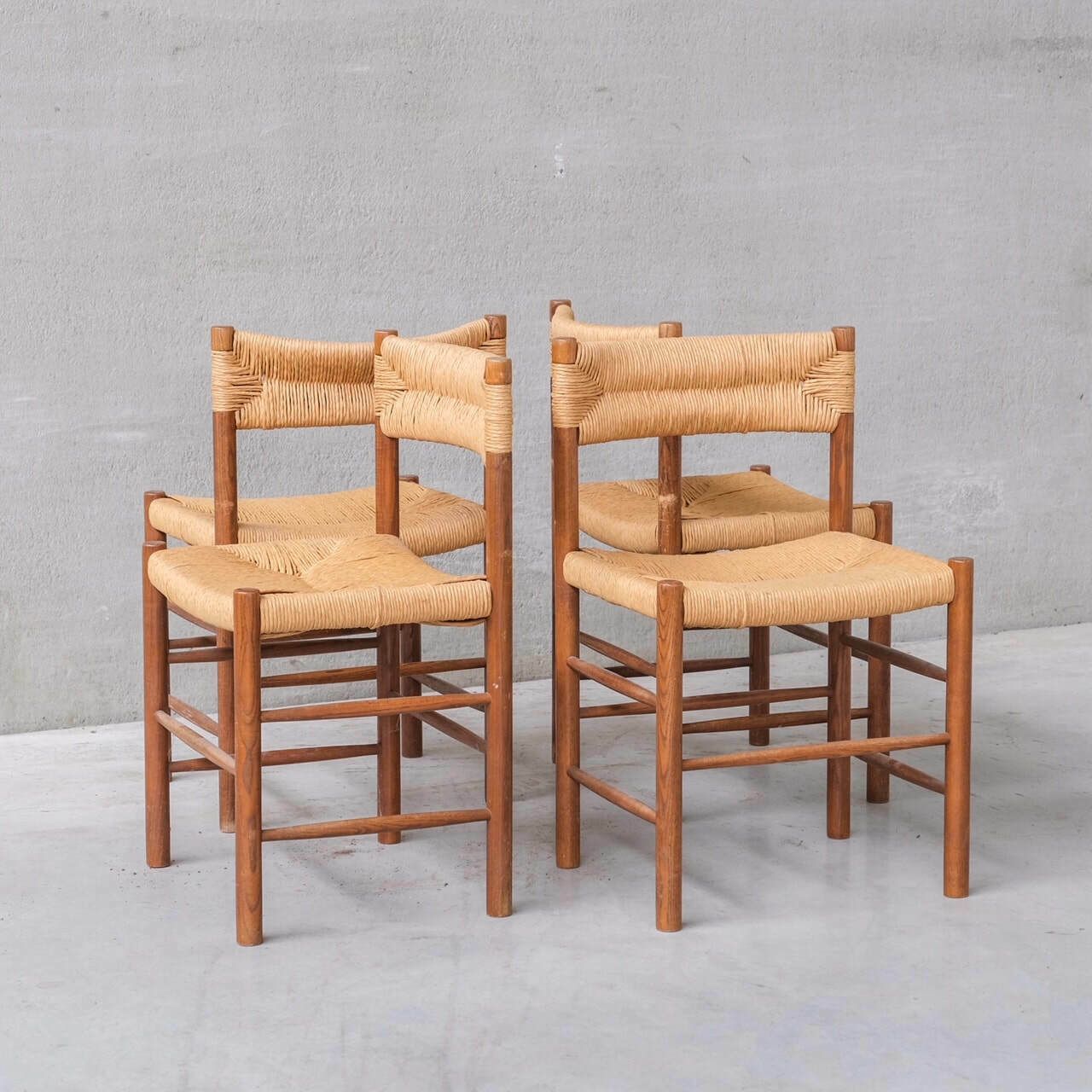 7800.0 Set Of Four Charlotte Perriand 'Dordogne' Model Mid Century Dining Chairs photo