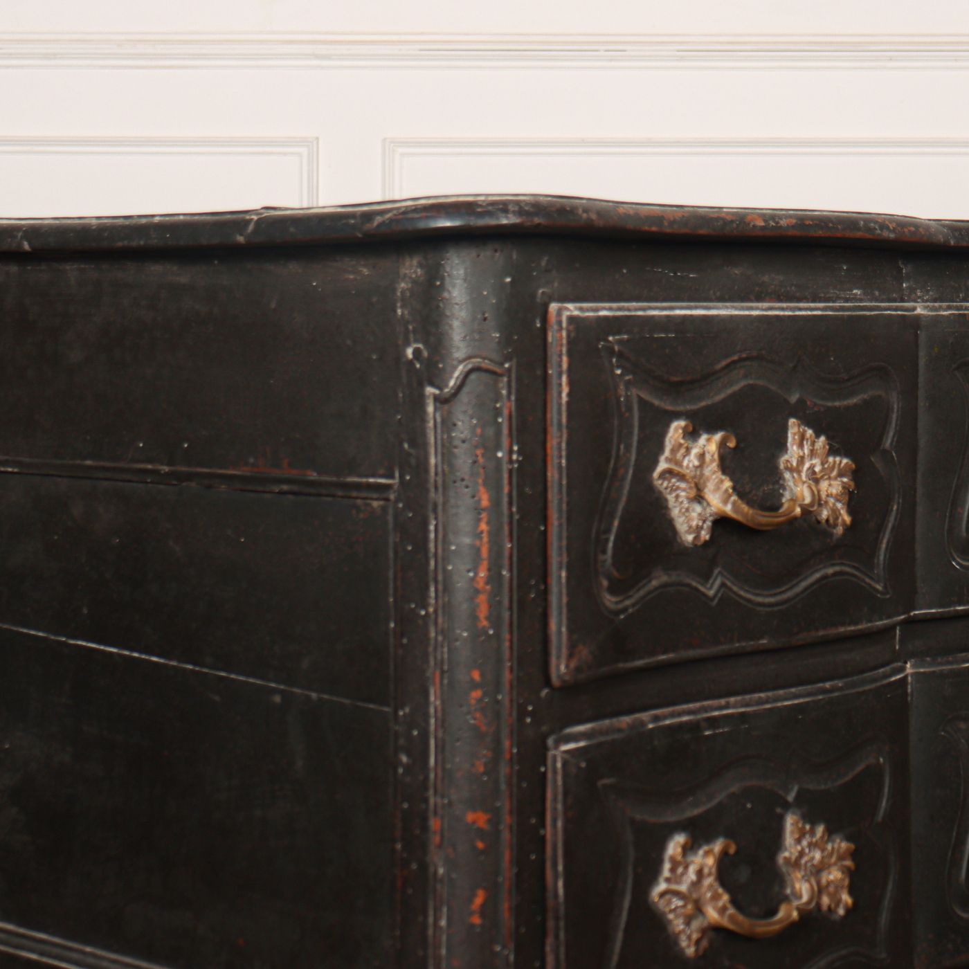 18th C Painted Two Drawer French Oak photo vintage