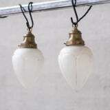 Pair Of Opaque Glass And Brass French Opaline Pendants photo furniture