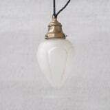 Pair Of Opaque Glass And Brass French Opaline Pendants photo for sale