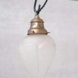 Pair Of Opaque Glass And Brass French Opaline Pendants photo Lighting