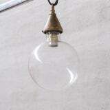 Clear Glass And Brass Bulb Mid Century French Pendant Light photo 395.0