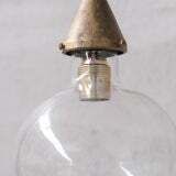 Clear Glass And Brass Bulb Mid Century French Pendant Light photo vinterior