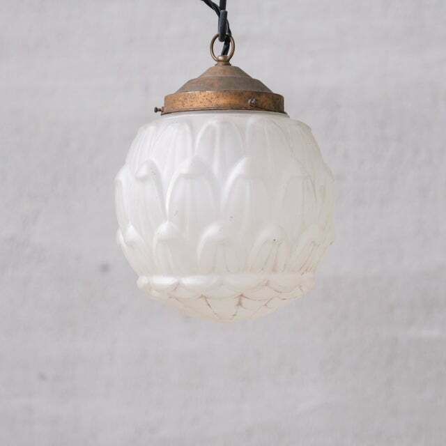 Opaque Brass And Glass Artichoke Style Pendant Light