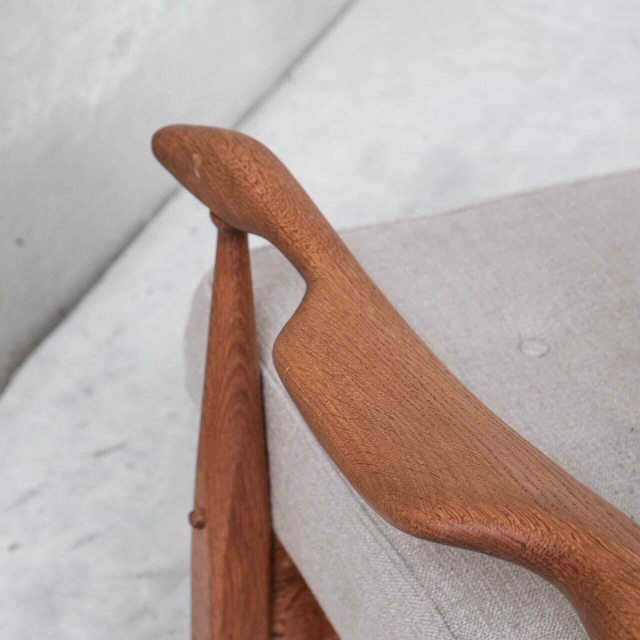 4500.0 Guillerme Et Chambron Oak Mid Century French Upholstered Armchair photo
