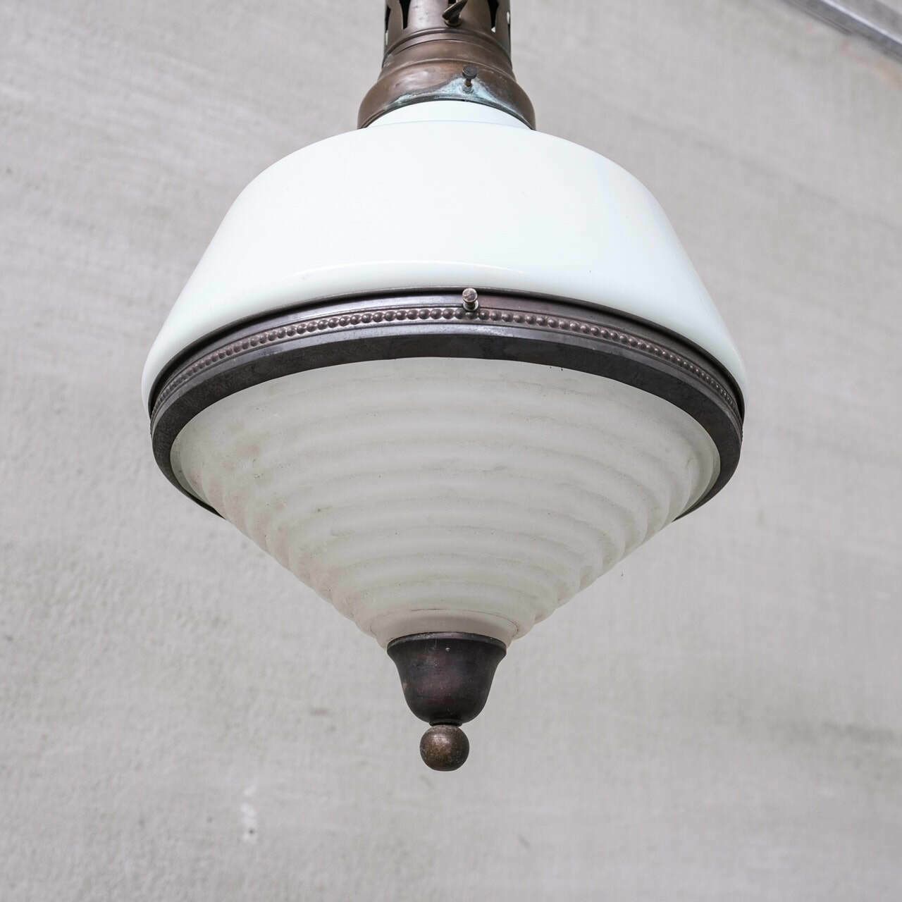 Antique French Two Tone Glass Pendant Light photo buy