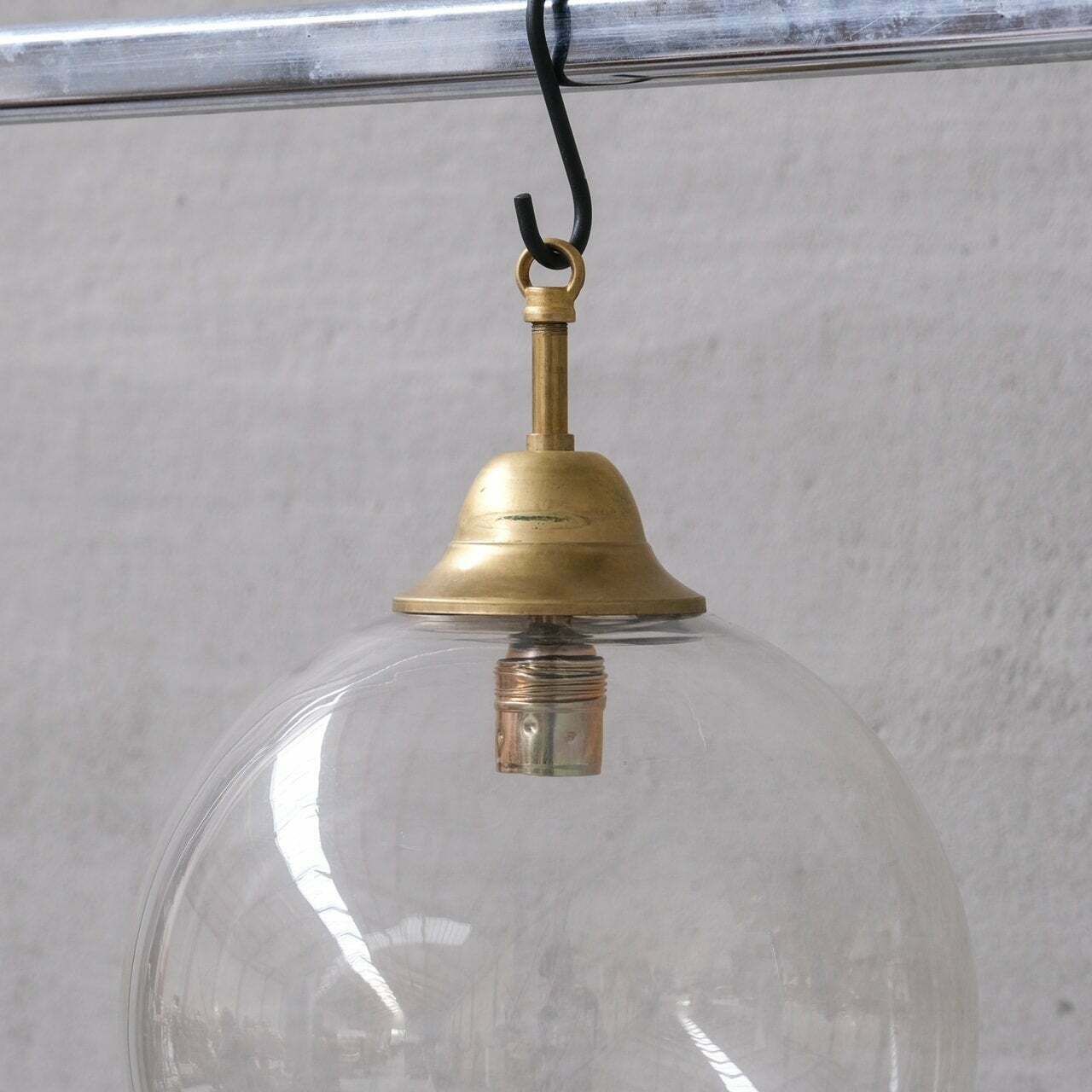 Clear Italian Mid Century Glass And Brass Pendant Lights (10 Available) photo furniture