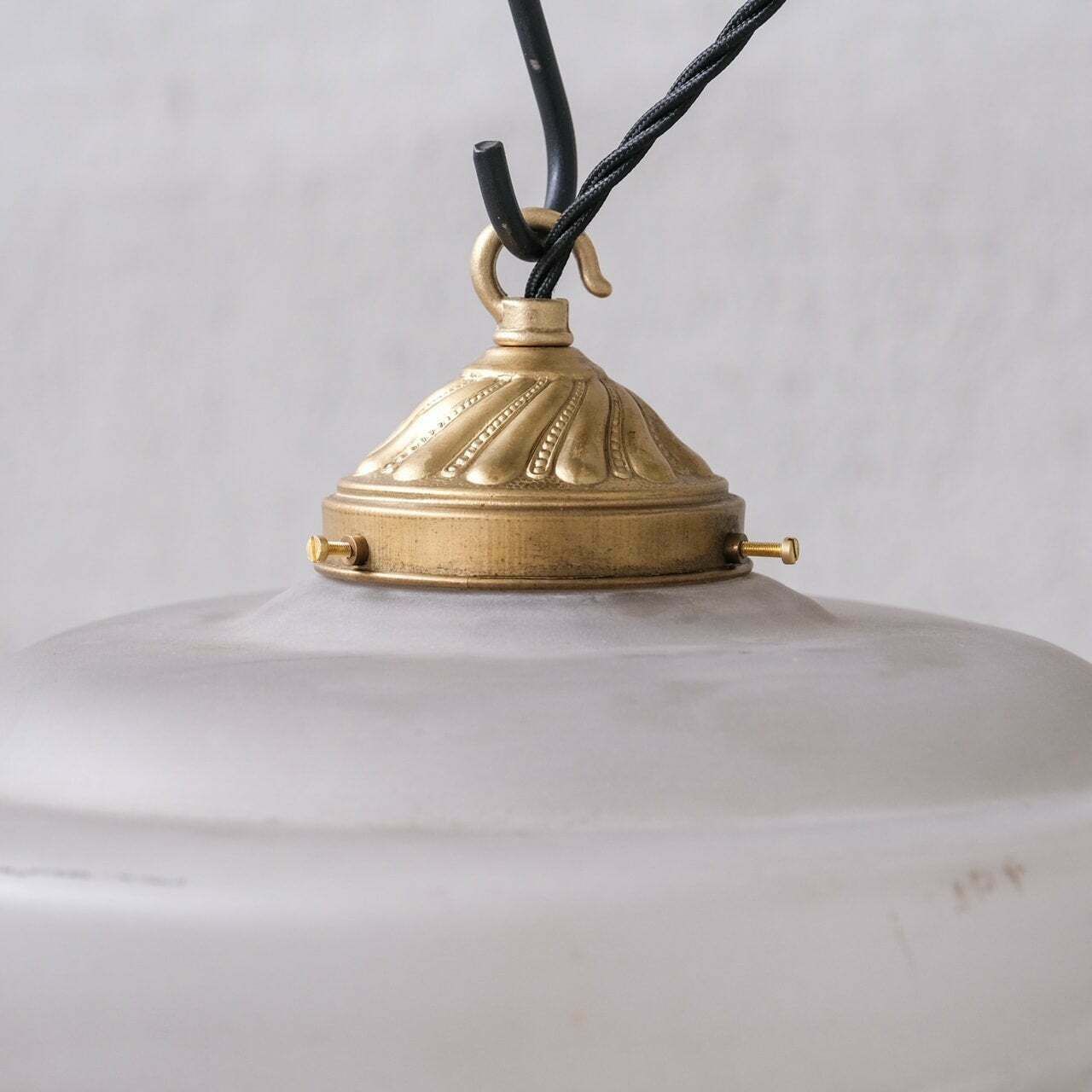 Two Tone Mid Century French Brass And Glass Pendant Light (5 Available) photo 750.0