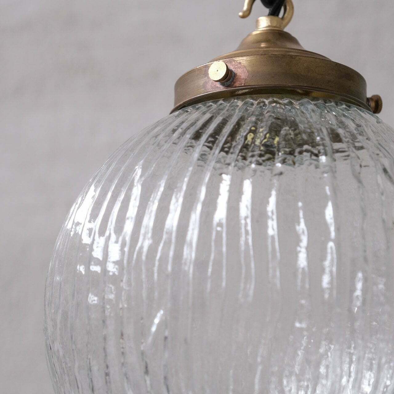 Italian Mid Century Glass And Brass Pendant Light photo vinterior