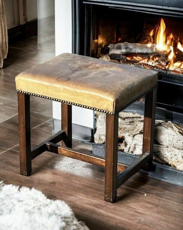 Tan Leather Foot Stool. Very Good Quality
