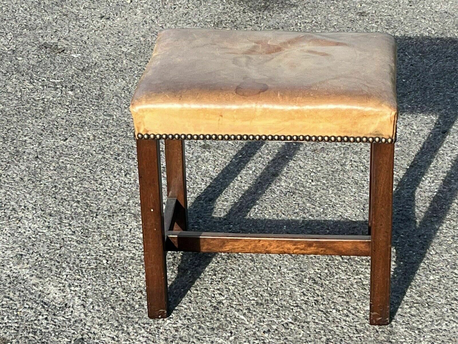 Tan Leather Foot Stool. Very Good Quality photo for sale