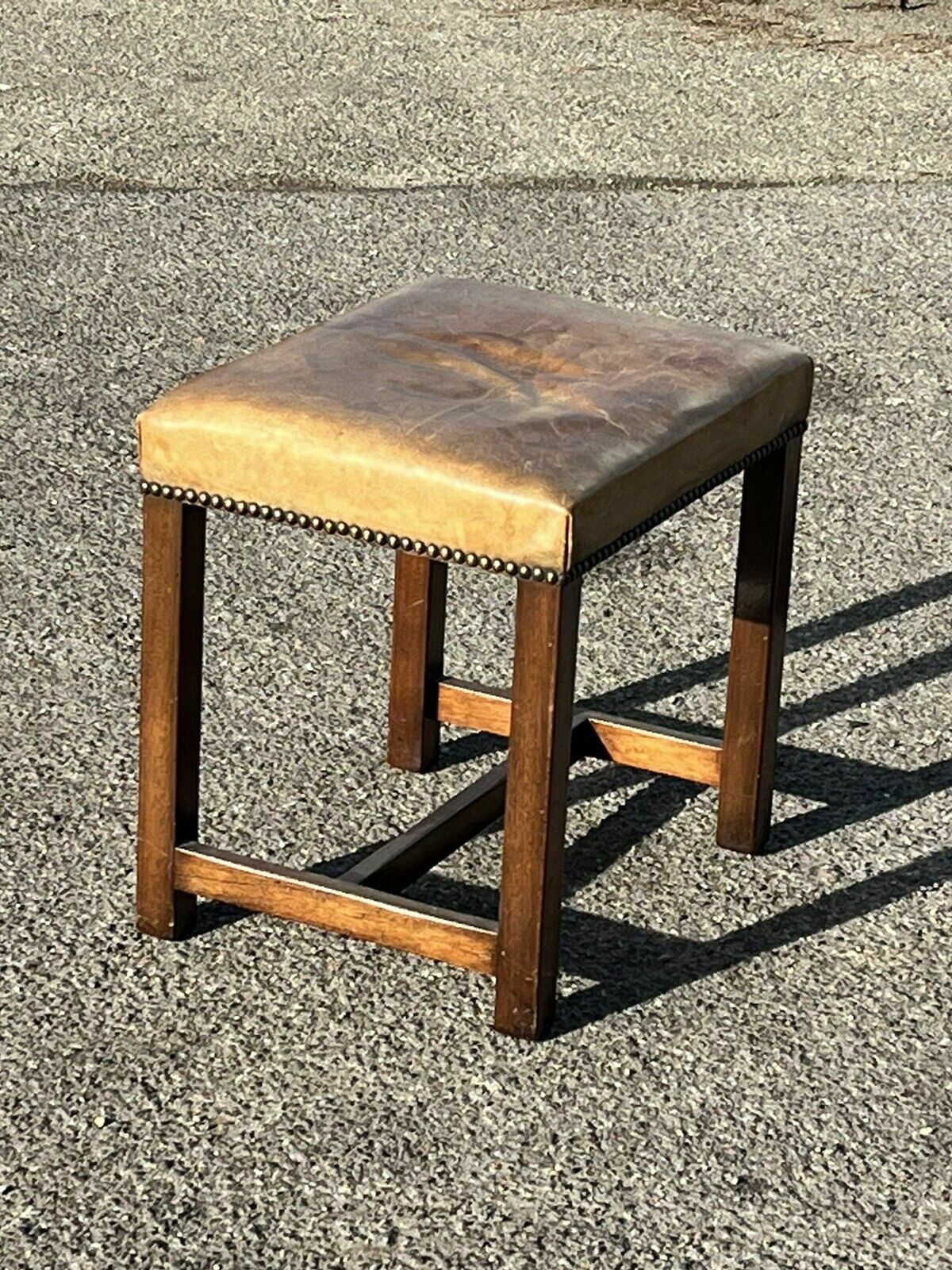 Tan Leather Foot Stool. Very Good Quality photo Furniture
