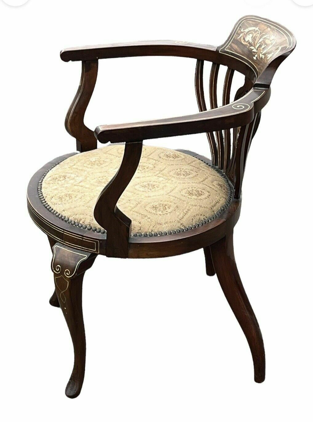 photo for sale Antique Edwardian Inlaid Mahogany Armchair , Superb Quality.