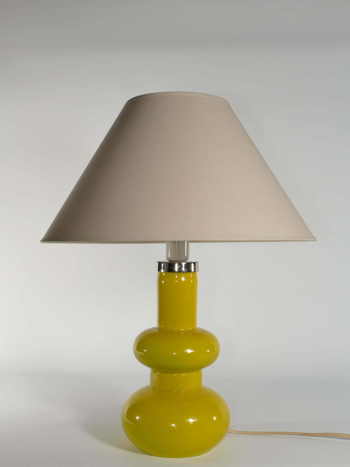 Mid Century Modern Curvaceous Bright Yellow Glass Table Lamp By Orrefors, 1960s photo for sale