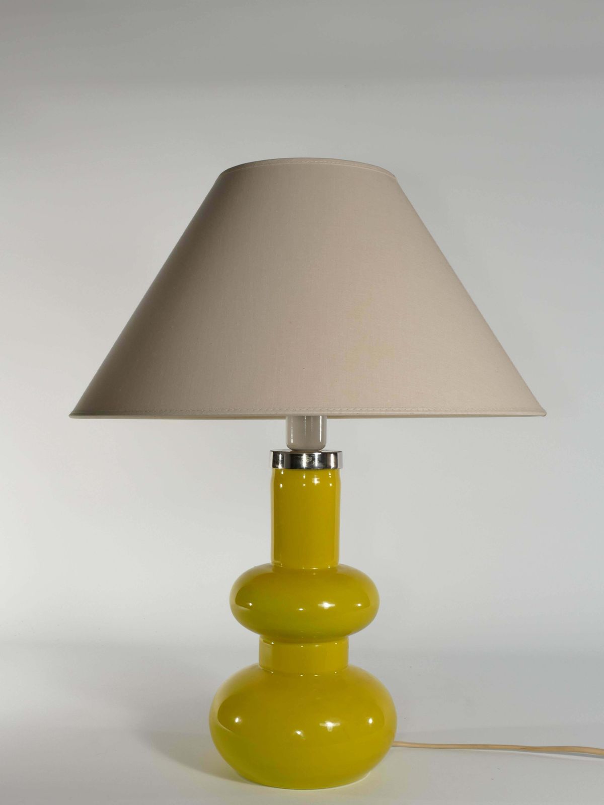 Mid Century Modern Curvaceous Bright Yellow Glass Table Lamp By Orrefors, 1960s photo Lighting