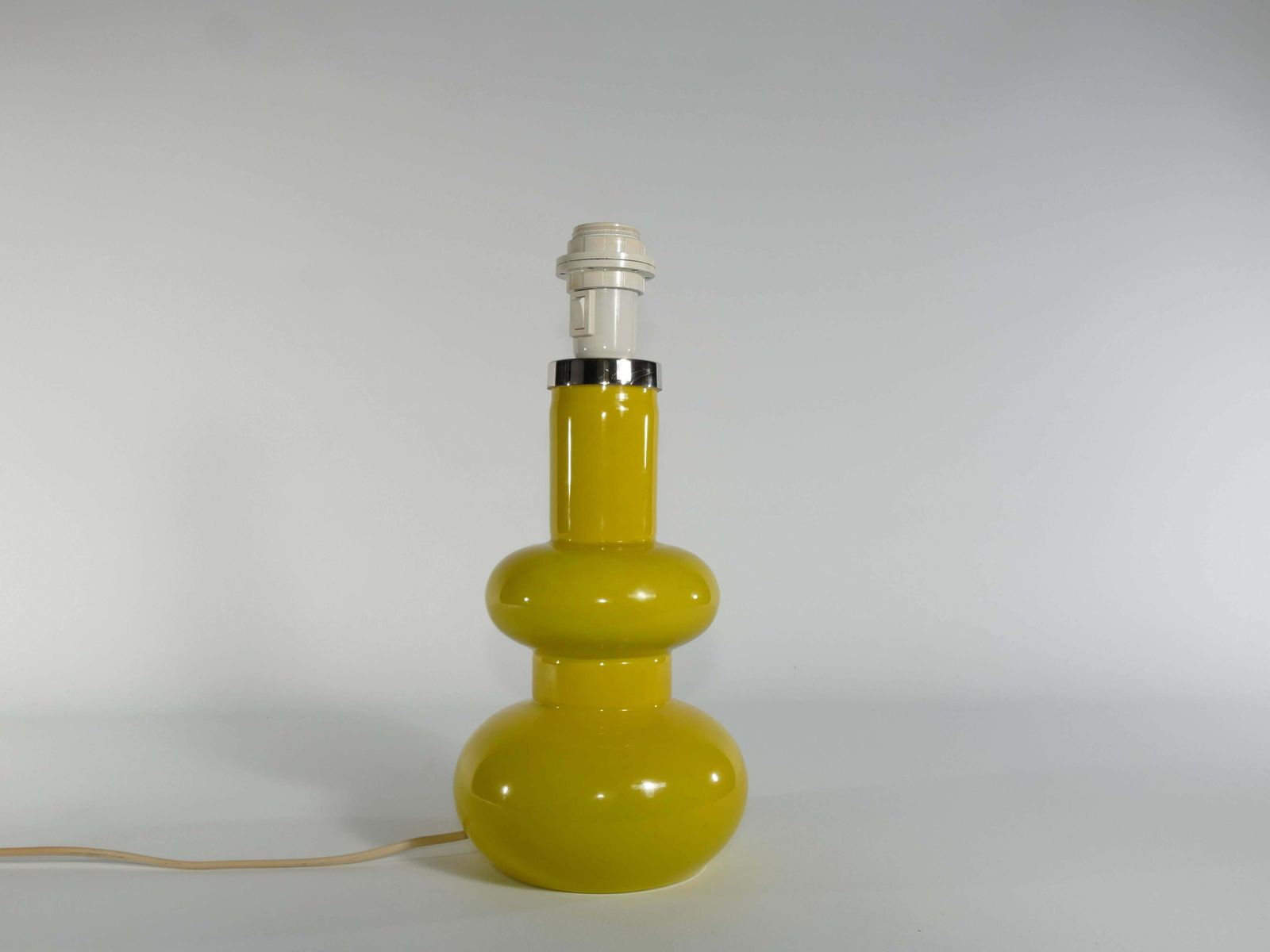 644.0 Mid Century Modern Curvaceous Bright Yellow Glass Table Lamp By Orrefors, 1960s photo