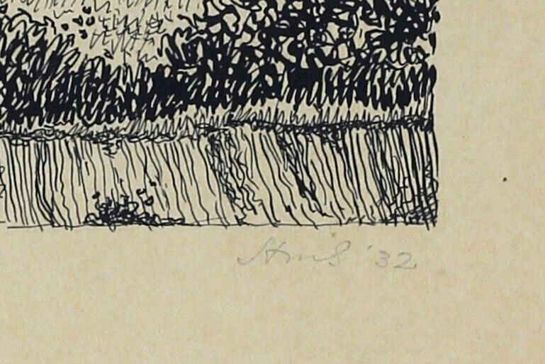 Woodcut Of St. Nicholas Church, Laindon. Signed, But Unclear. photo for sale