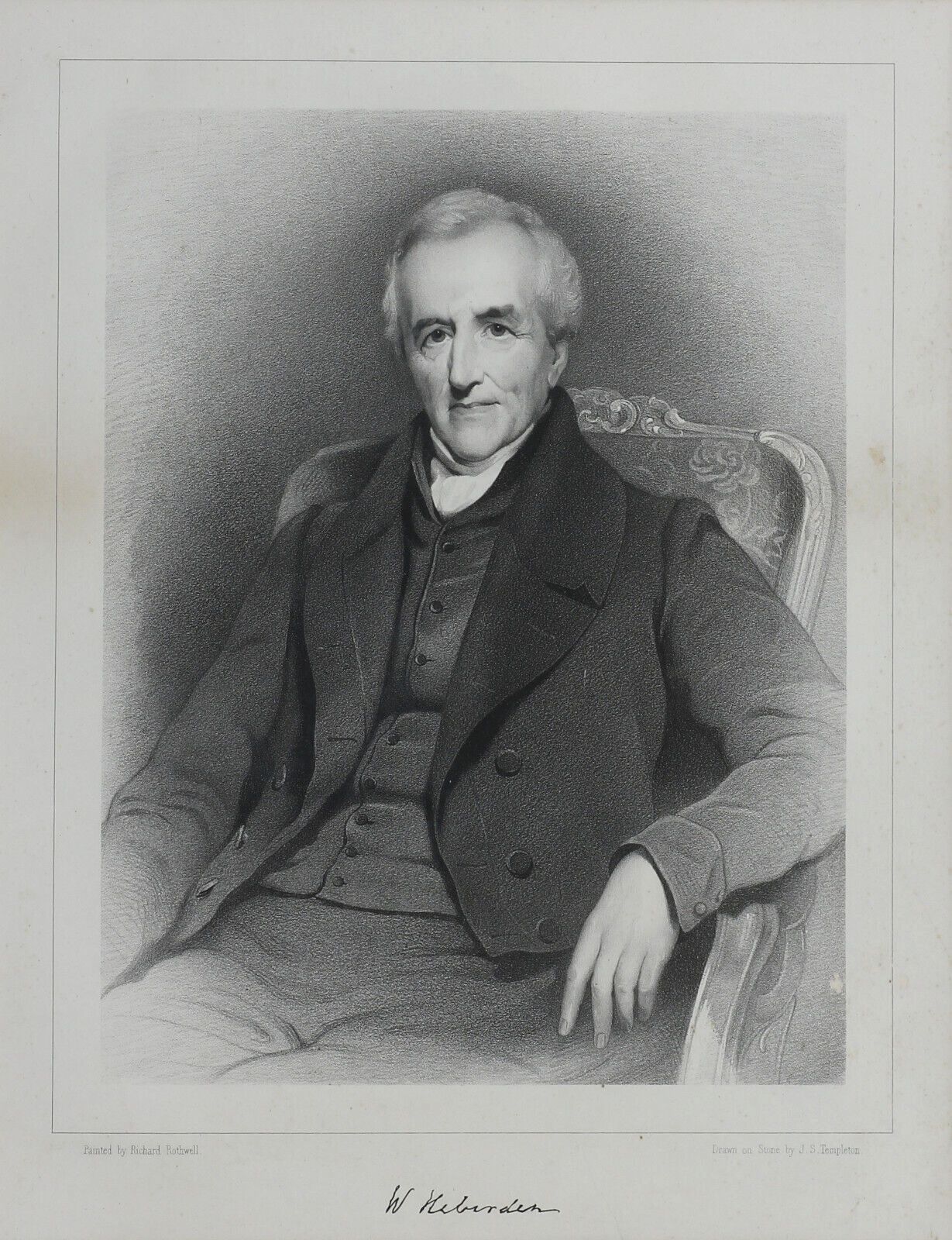 Lithograph By John Samuel Templeton After Richard Rothwell. "W Heberden" photo furniture