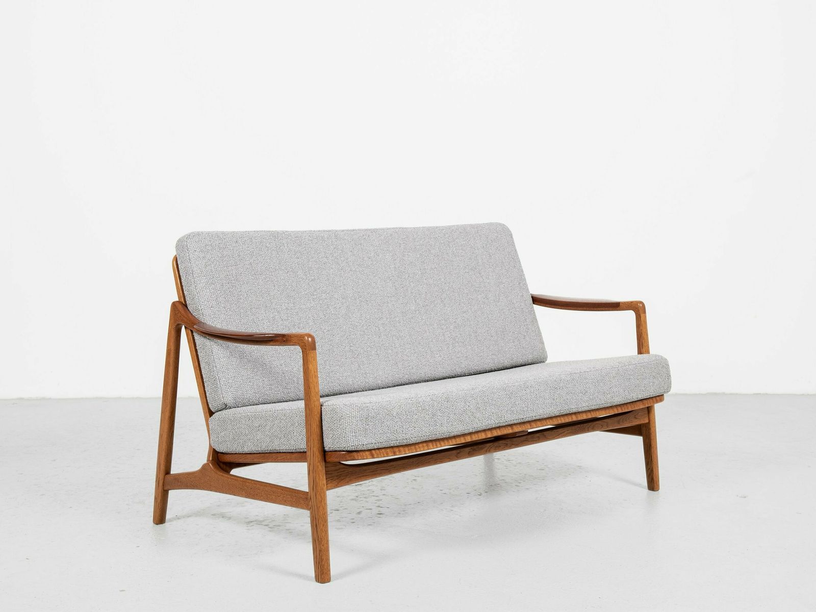 Midcentury Danish Sofa Set In Oak And Teak By Tove & Edvard Kindt Larsen For France & Daverkosen   With New Fabric photo for sale