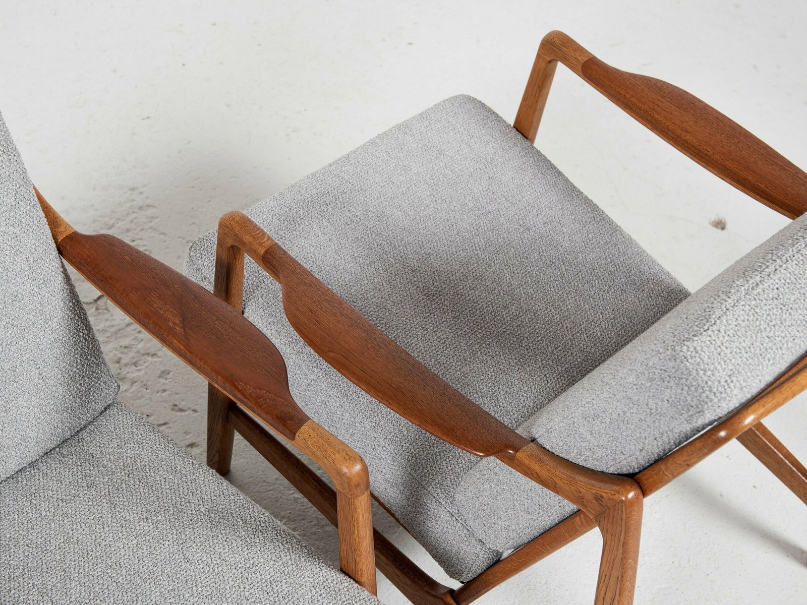 Midcentury Danish Sofa Set In Oak And Teak By Tove & Edvard Kindt Larsen For France & Daverkosen   With New Fabric photo vintage