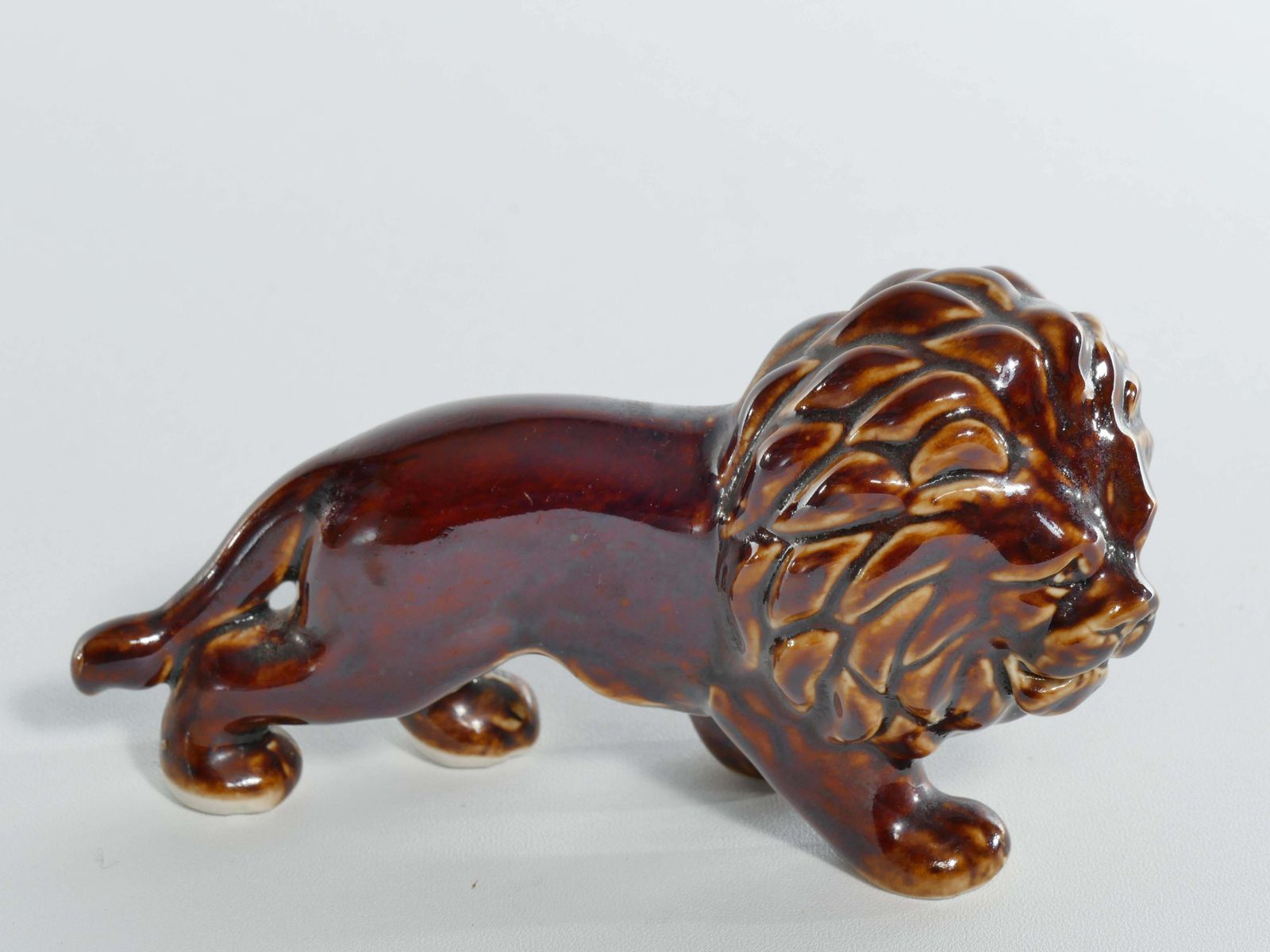 Mid Century Modern Chinese Brown Glazed Lion Figurine photo furniture