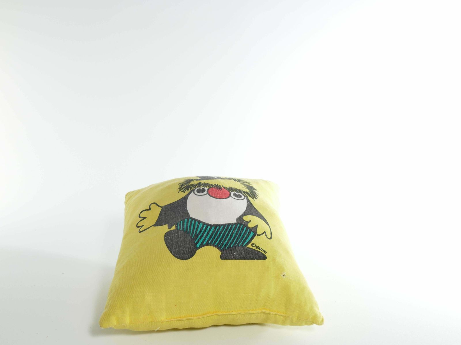 photo furniture 1970’s Atelier Fauni Yellow Pillow Depicting Mr Edward The Business Troll