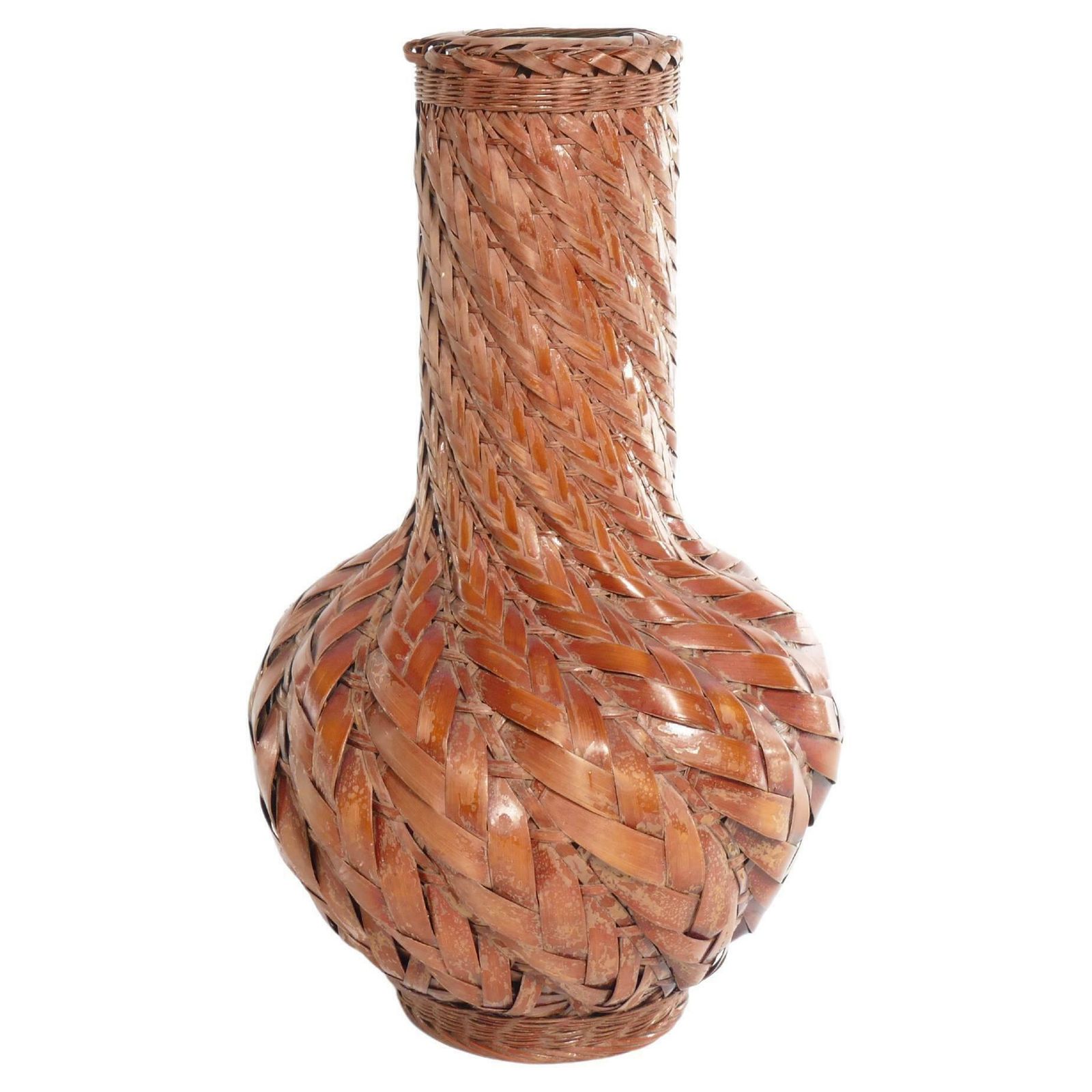 Early 20th Century Taisho/Showa Period Japanese Woven Bamboo Ikebana Vase