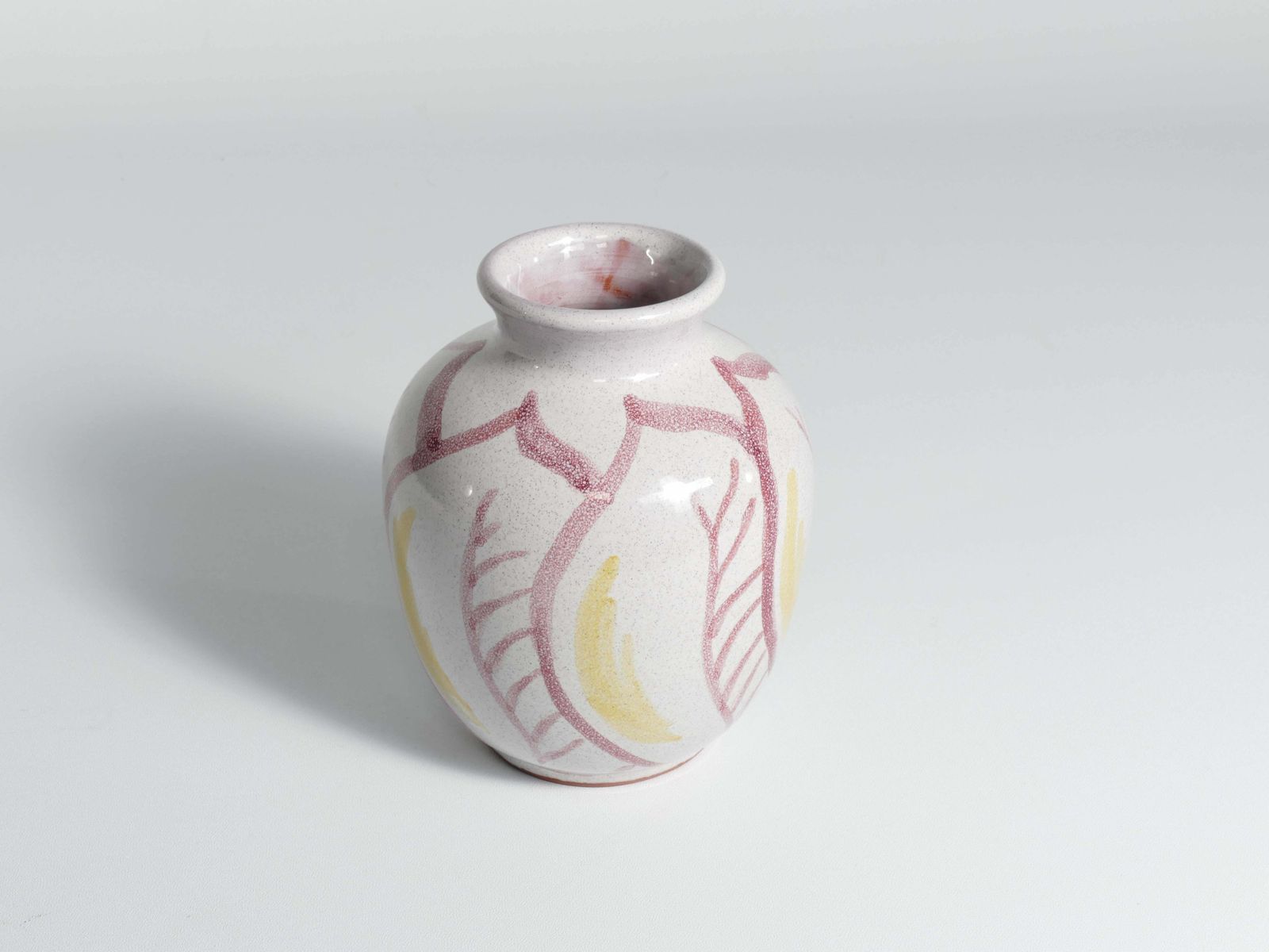 Scandinavian Modern Ceramic Vase With Red & Yellow Leaves, Alingsås Keramik 1947 photo 161.0