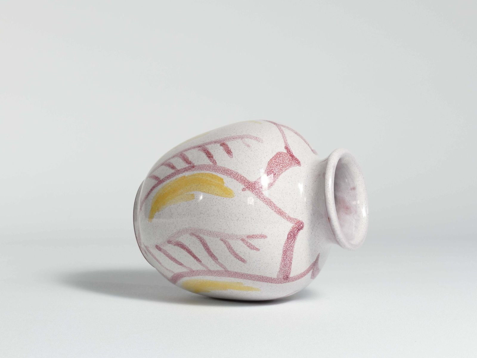 photo vinterior Scandinavian Modern Ceramic Vase With Red & Yellow Leaves, Alingsås Keramik 1947
