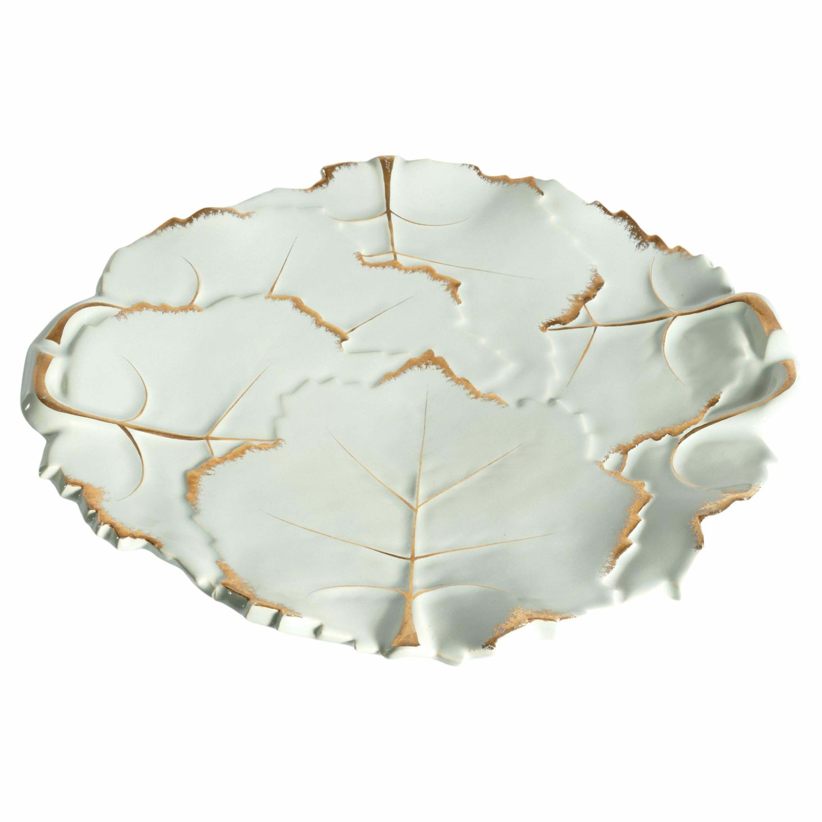Art Deco Pistachio And Gold Leaf Plates Viloca Paris Caffarelli