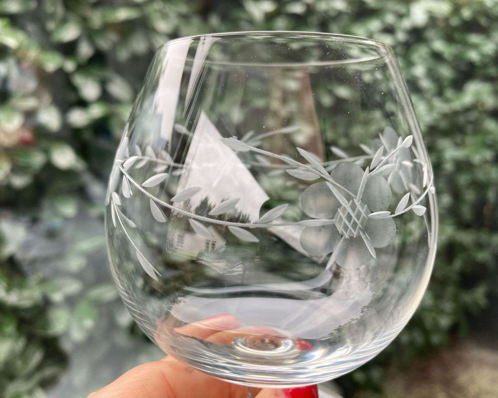Crystal Cognac Glasses | Set Of 6 Pcs | Roses Engraved | French photo 251.0