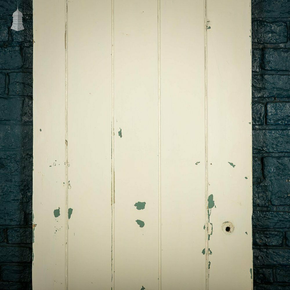 Ledged Plank Door, White And Pink Painted Pine photo for sale
