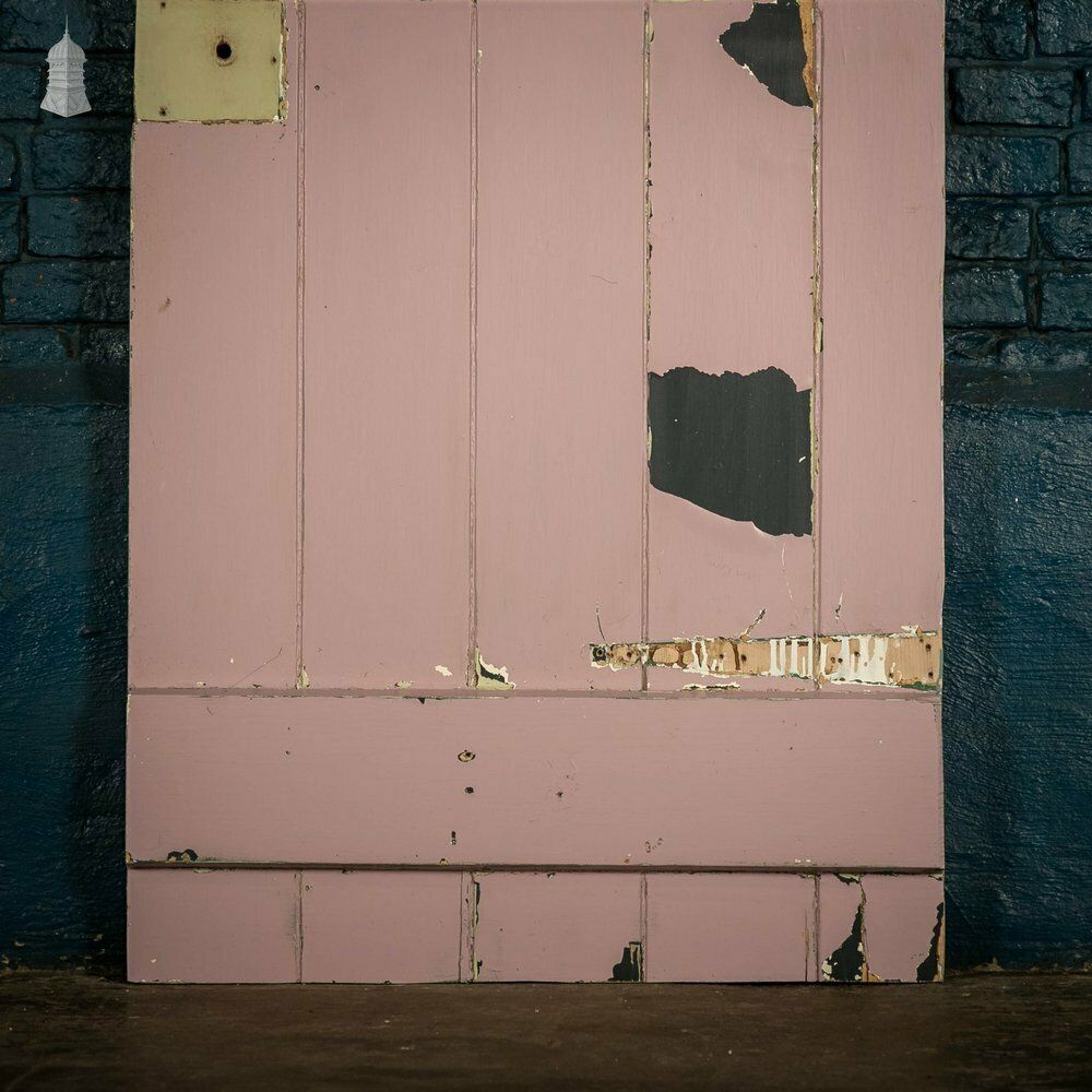 Home Fixtures Ledged Plank Door, White And Pink Painted Pine photo