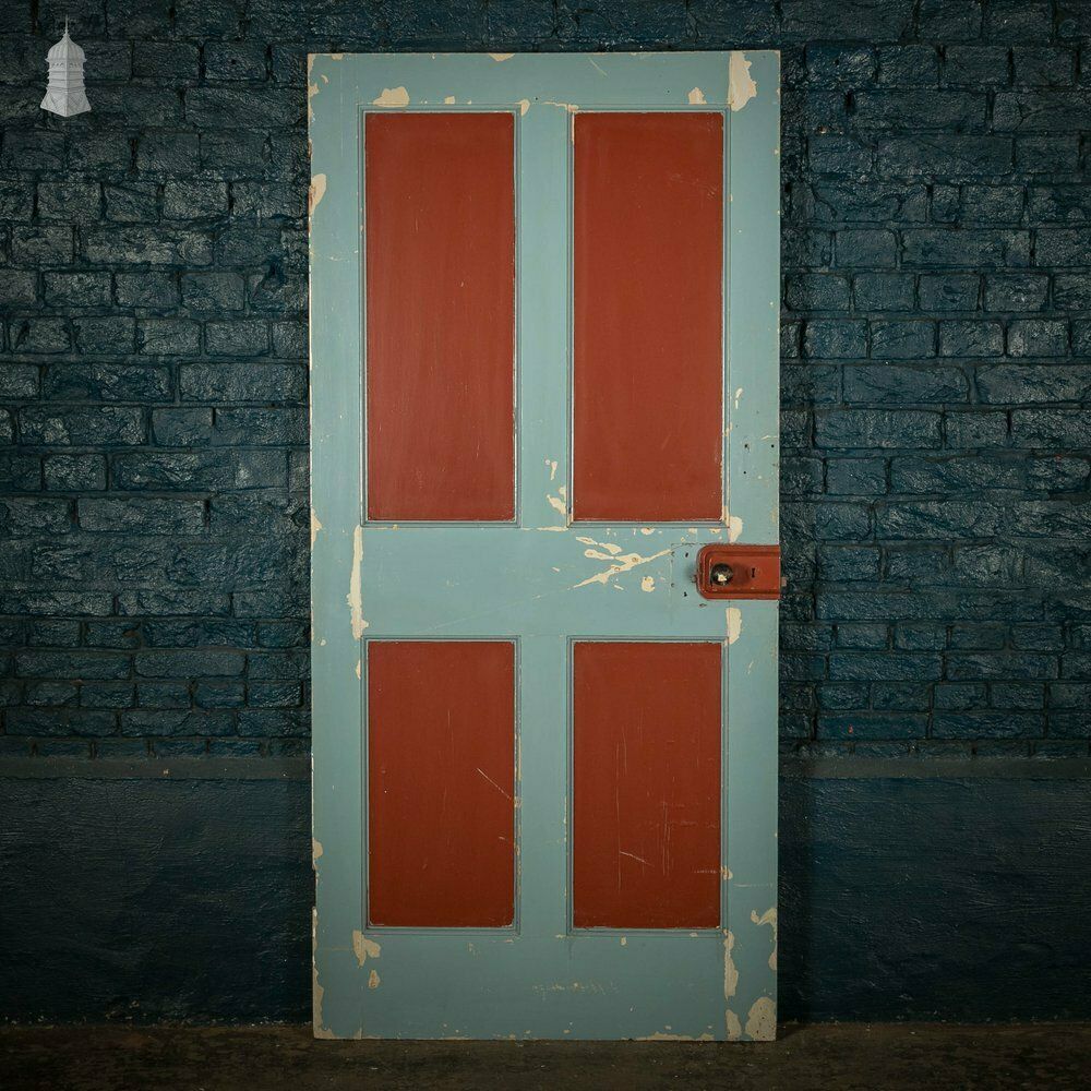 Pine Panelled Door, 4 Panel Distressed Paint