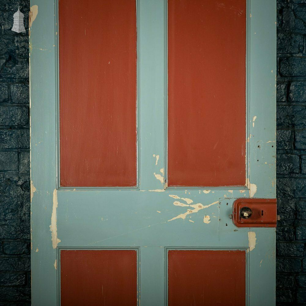 Pine Panelled Door, 4 Panel Distressed Paint photo for sale