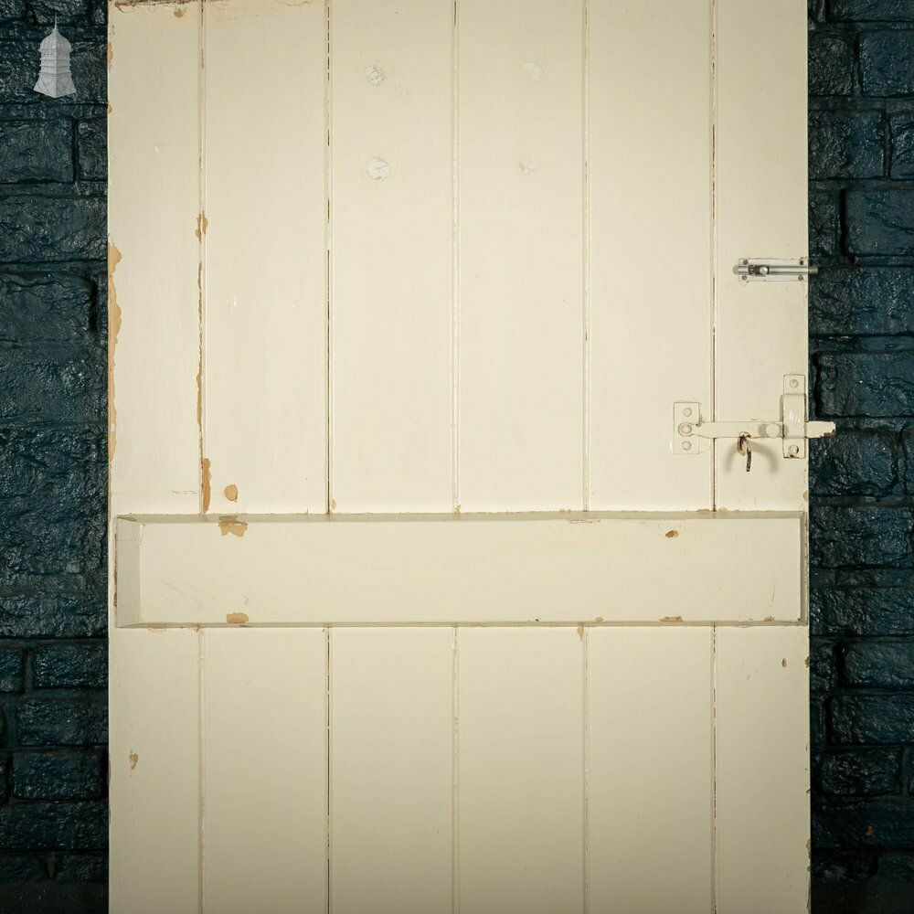Home Fixtures Ledged Plank Door, White Painted photo