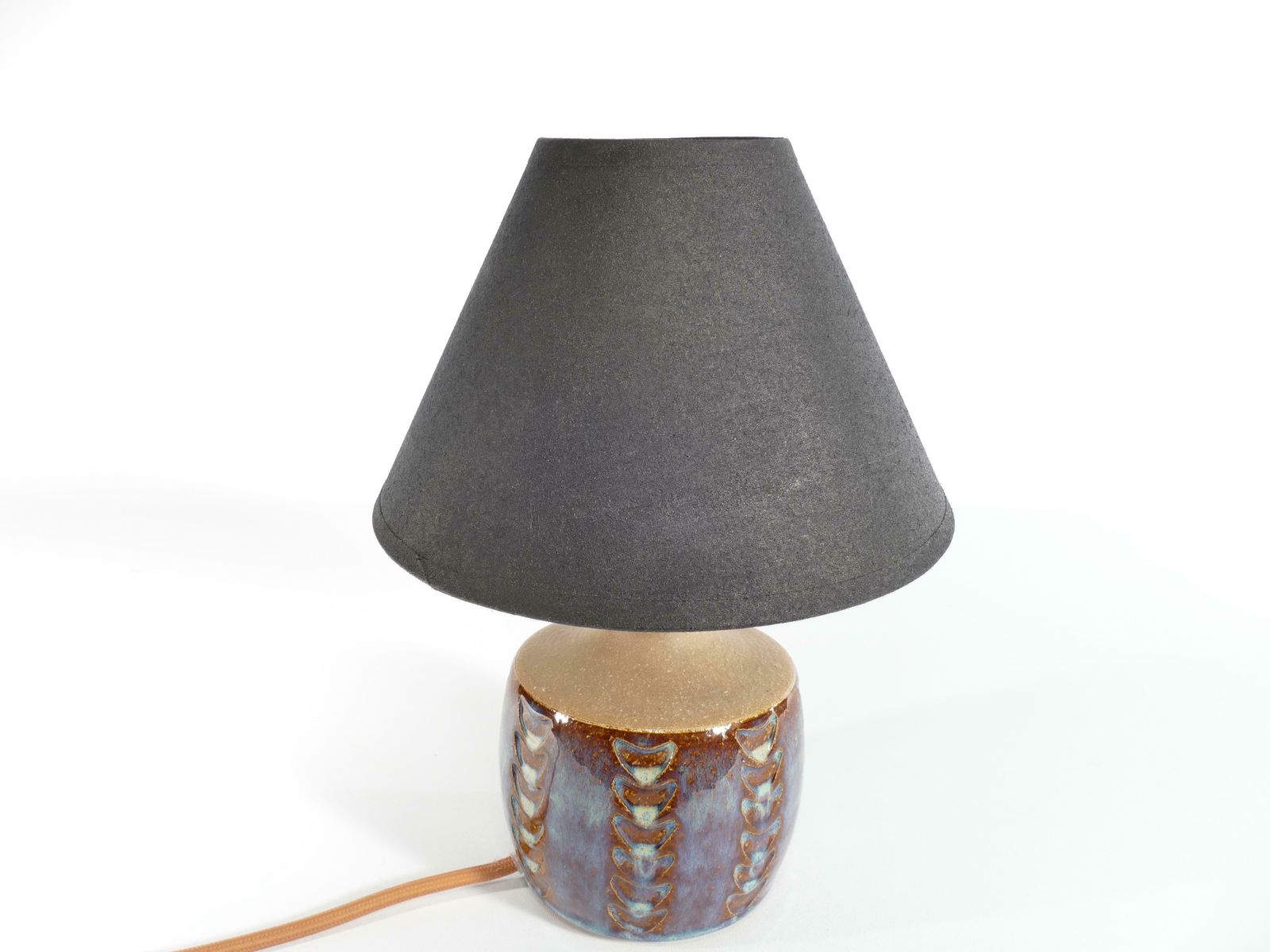 Scandinavian Modern Blue Glazed Stoneware Table Lamp, Søholm Stentøj, 1960s photo 786.0