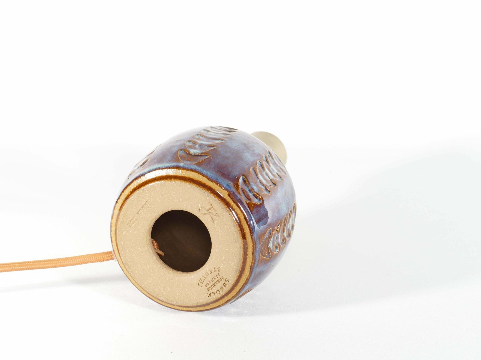 photo for sale Scandinavian Modern Blue Glazed Stoneware Table Lamp, Søholm Stentøj, 1960s