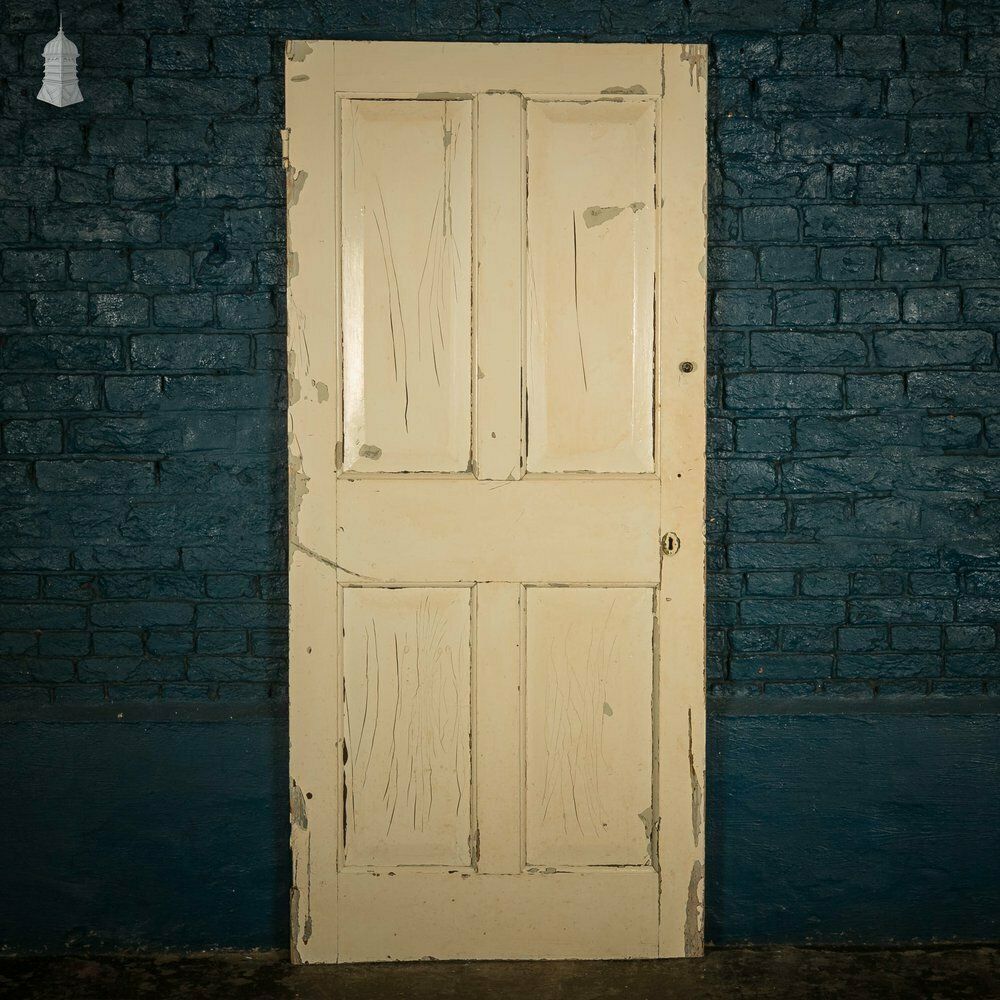 Pine Panelled Door, 4 Raised Panels, White Painted