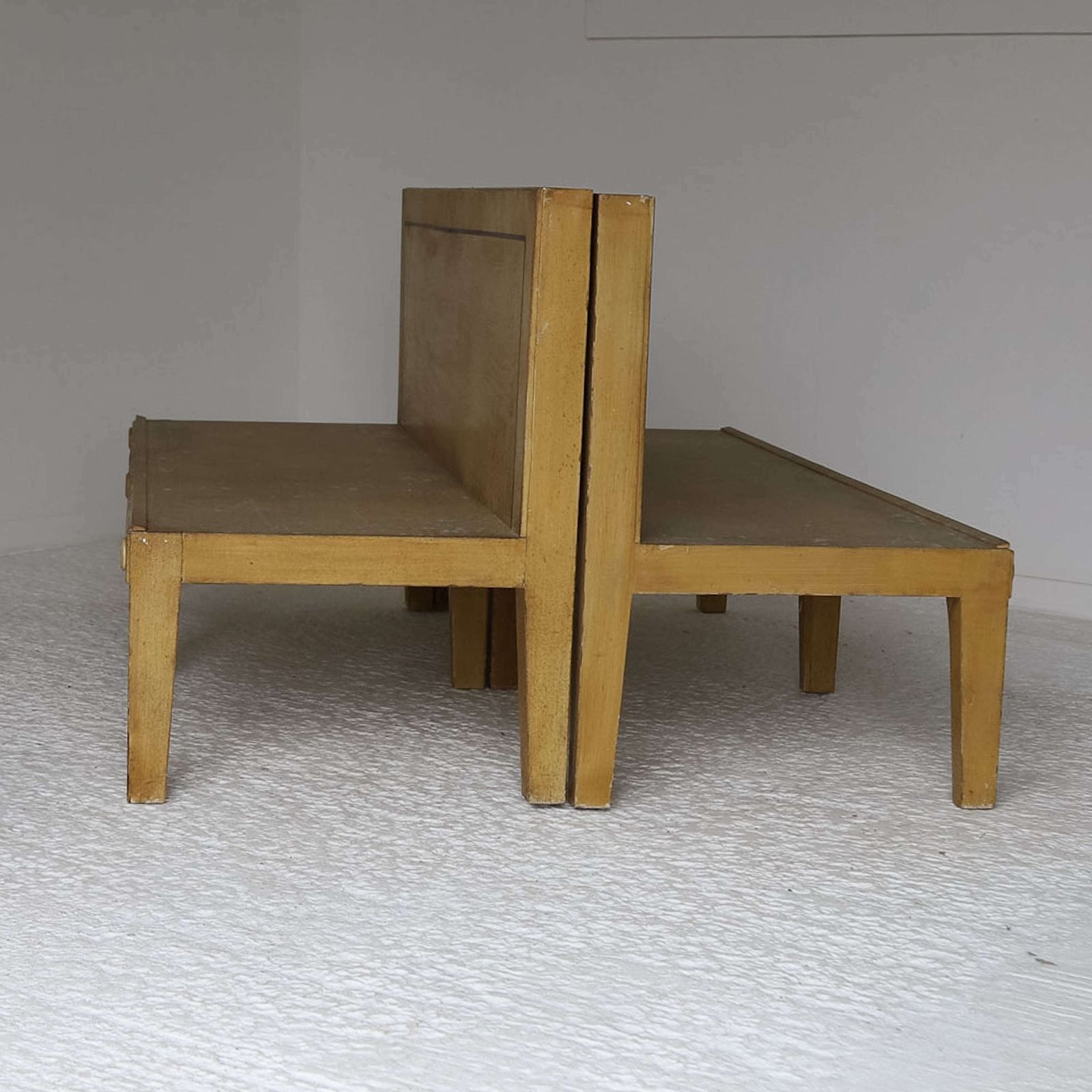 Pair Of Regency Style Ochre Hand Painted Benches photo vinterior
