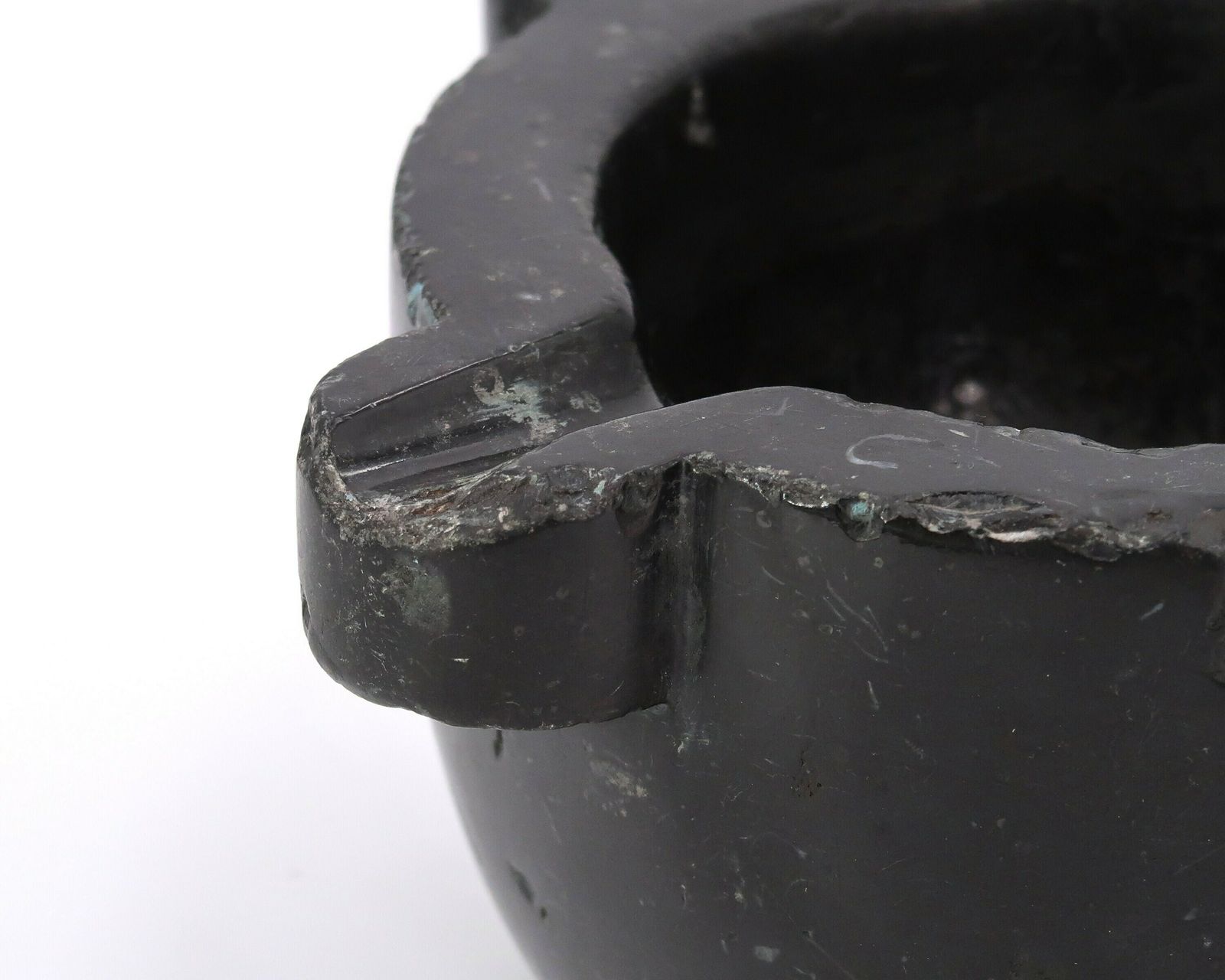 French Black Marble Mortar, Wood And Porcelain Pestle, XIX Century / Wabi Sabi Rustic Kitchen Grey Country Boho Chic Folk photo 496.0