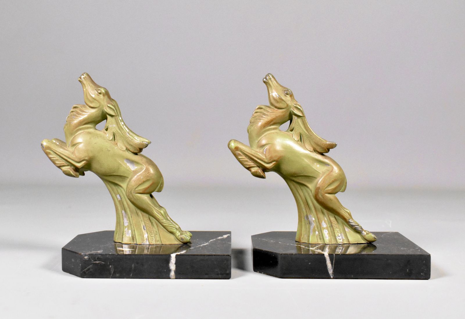 photo furniture Pair Of Art Deco Ibex Bookends Signed Franjou (Hippolyte Moreau)
