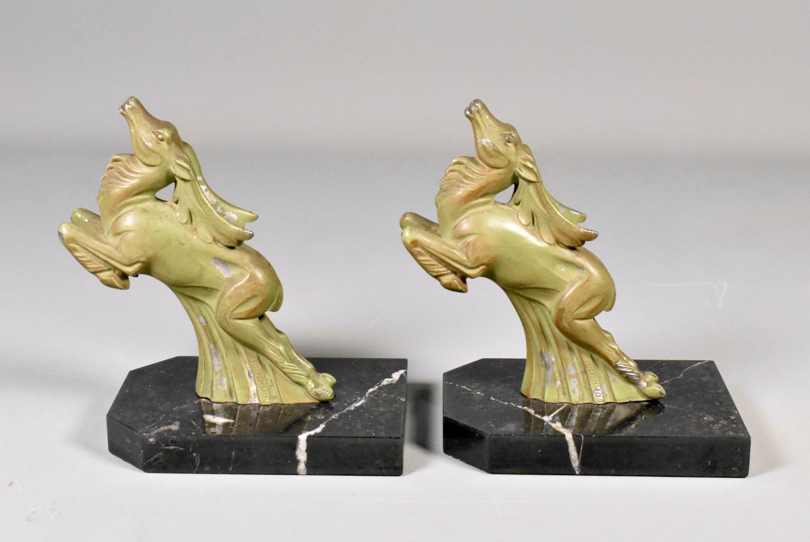 Pair Of Art Deco Ibex Bookends Signed Franjou (Hippolyte Moreau) photo vintage