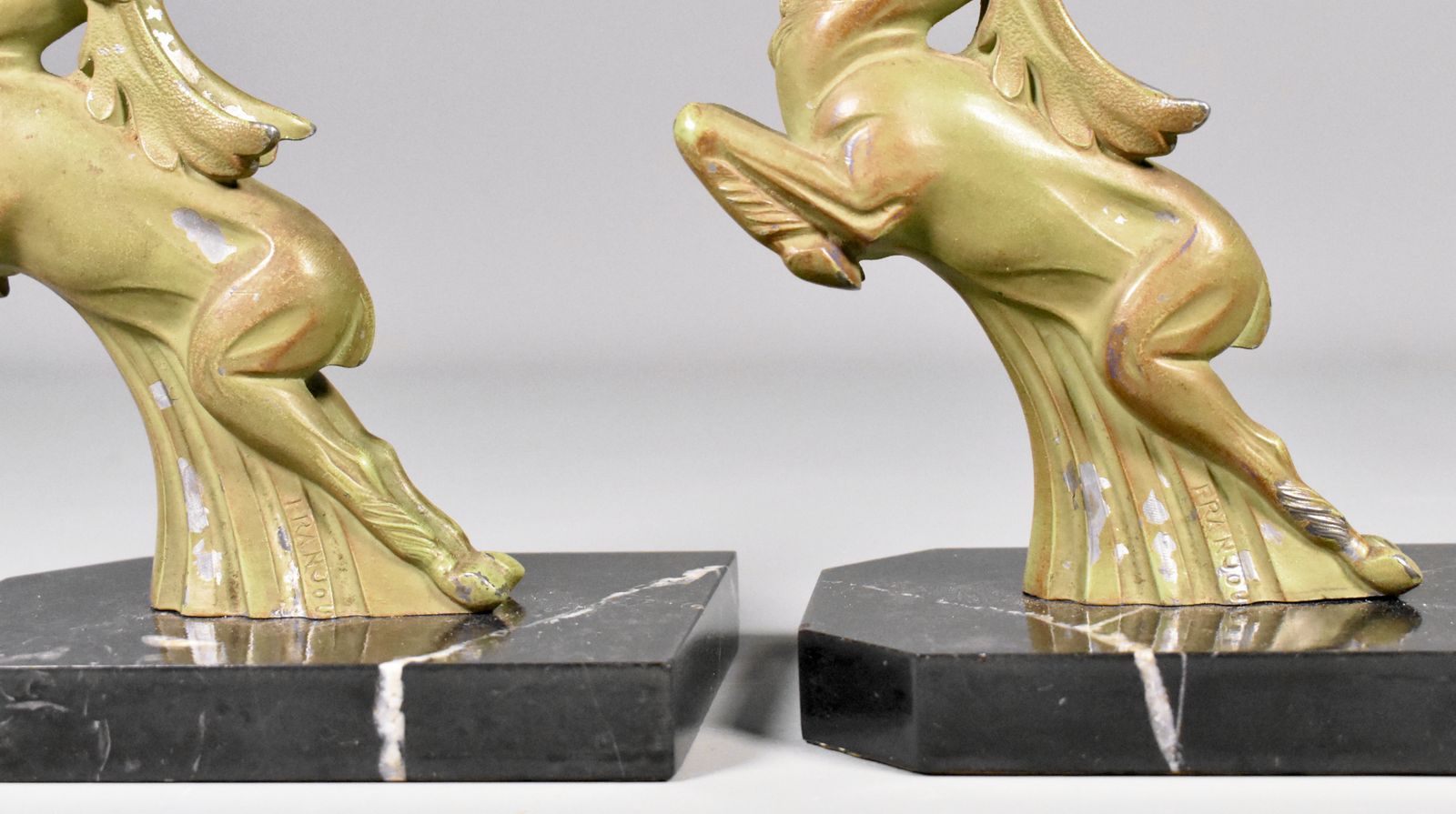 300.0 Pair Of Art Deco Ibex Bookends Signed Franjou (Hippolyte Moreau) photo