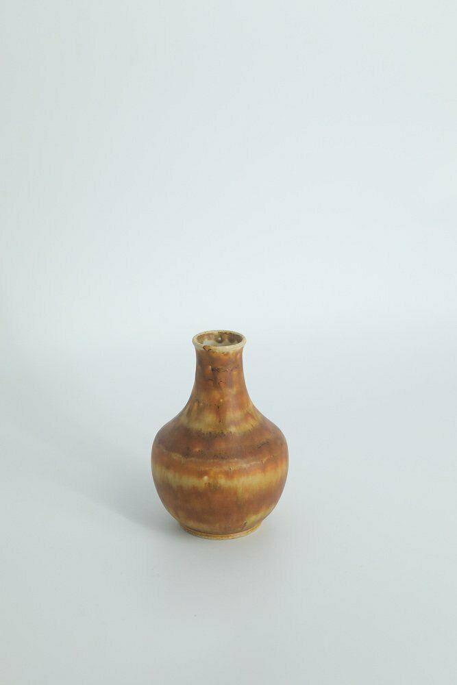 Small Mid Century Scandinavian Modern Collectible Brown Stoneware Vase By Gunnar Borg For Höganäs Ceramics, 1960s photo 323.0