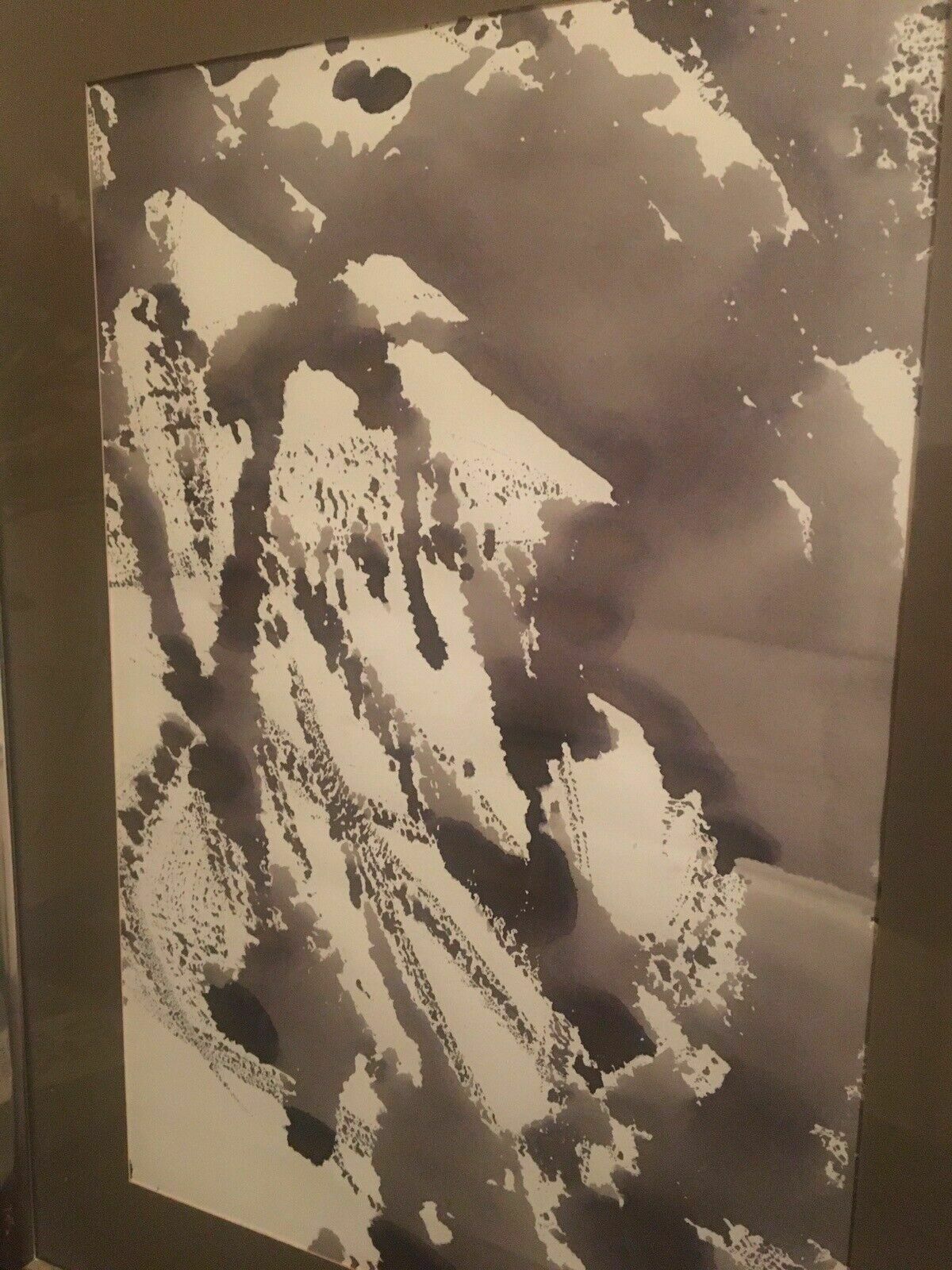 2x Original Indian Ink Minimalist Paintings On Paper Aluminium Frames 1960s 80s photo Art