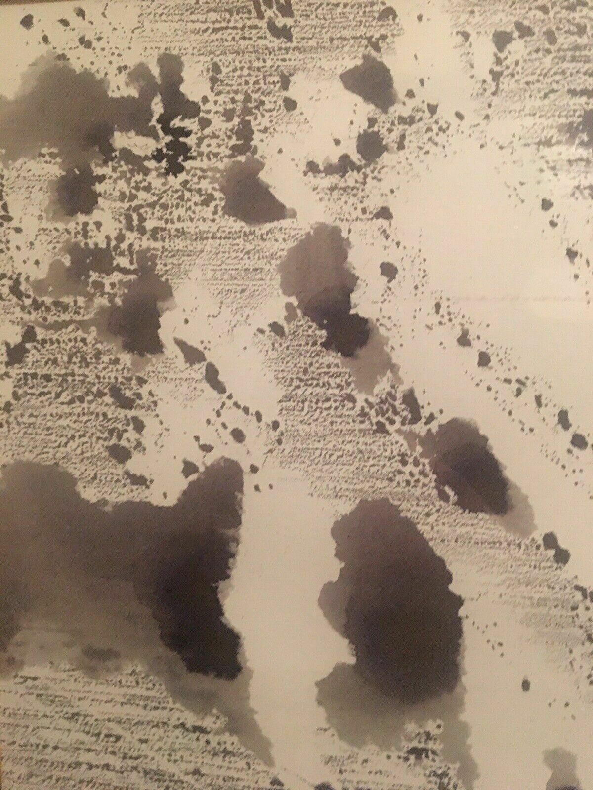 2x Original Indian Ink Minimalist Paintings On Paper Aluminium Frames 1960s 80s photo 145.0
