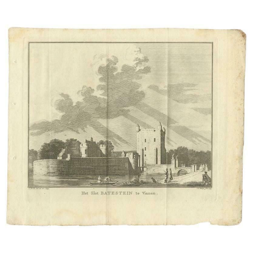 Antique Print Of Castle Batestein In Vianen, The Netherlands