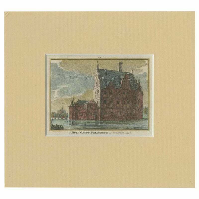 Antique Print Of Groot Poelgeest Castle 'Front' In The Netherlands, Circa 1750