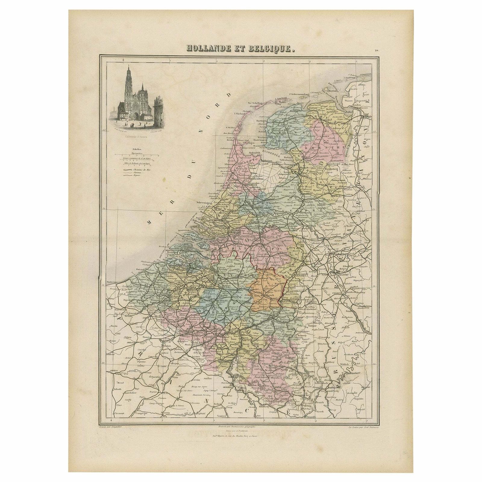 Antique Map Of The Netherlands And Belgium, Circa 1880